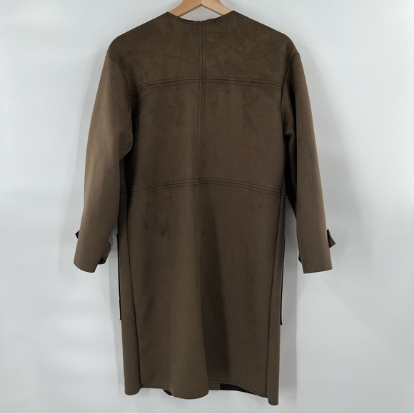 Zara Faux Suede Snap Button Coat Size S - Picture 2 of 4